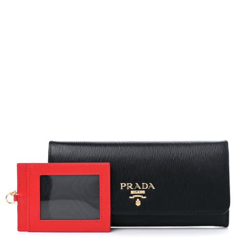 Prada Vitello Move Continental Flap Wallet Black 